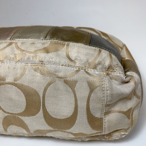 Coach Womens Canvas Stripe Patch Hobo Tan Shoulder Bag - Picture 8 of 16